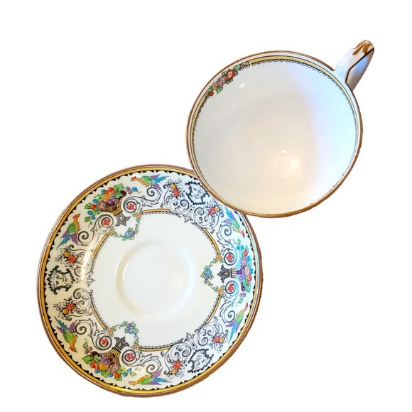 Crown Staffordshire Rennaissance Floral Tea Cup and Saucer England China CT318 - Picture 5 of 12